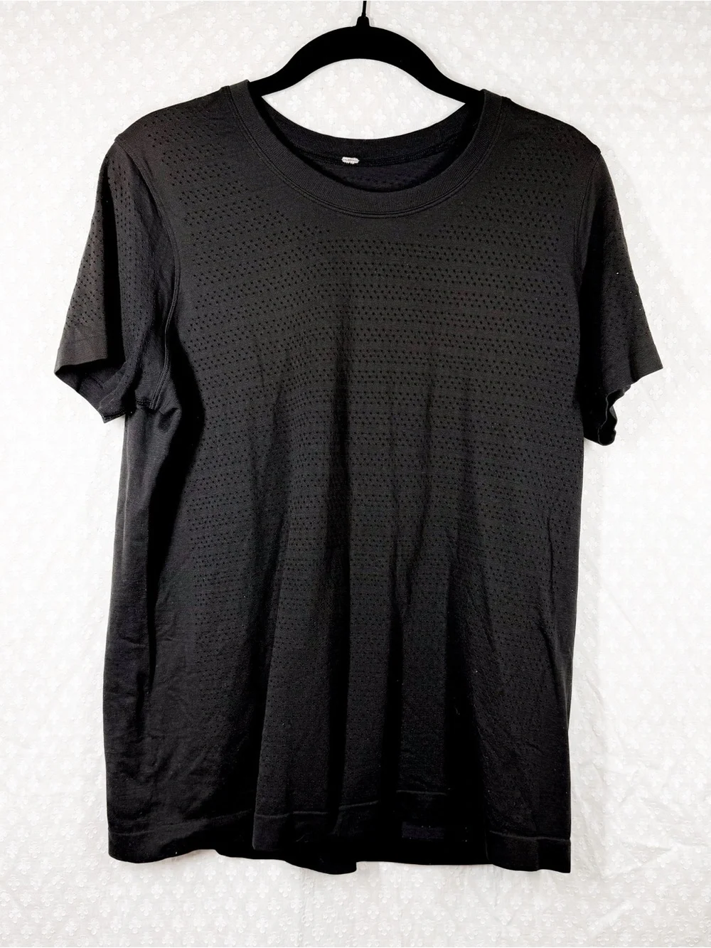 Lululemon Black Eyelet Breeze By Short Sleeve Tee
